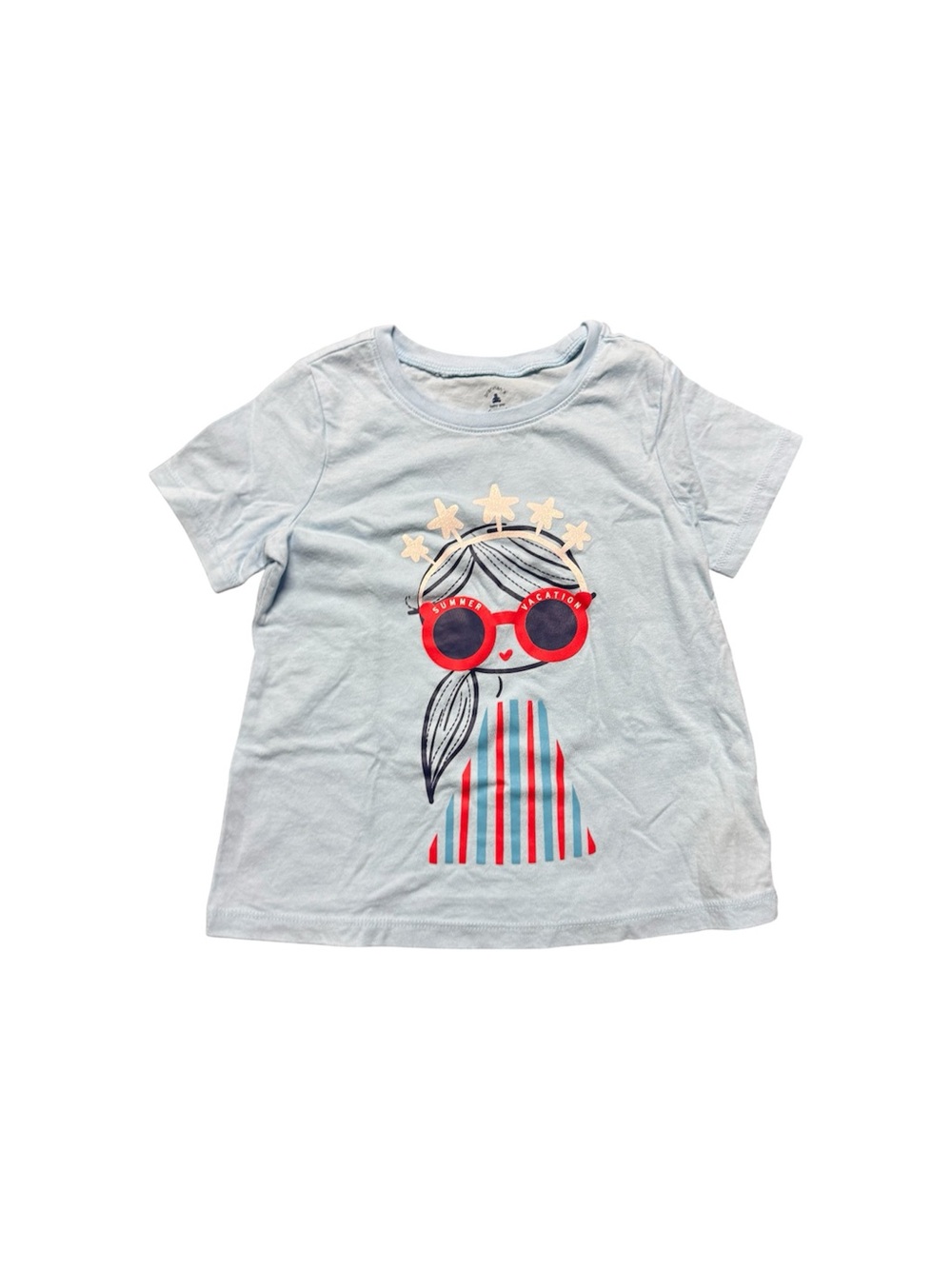 Baby Gap Girls Light Blue Graphic T-Shirt Size 5 Summer Vacation Tee